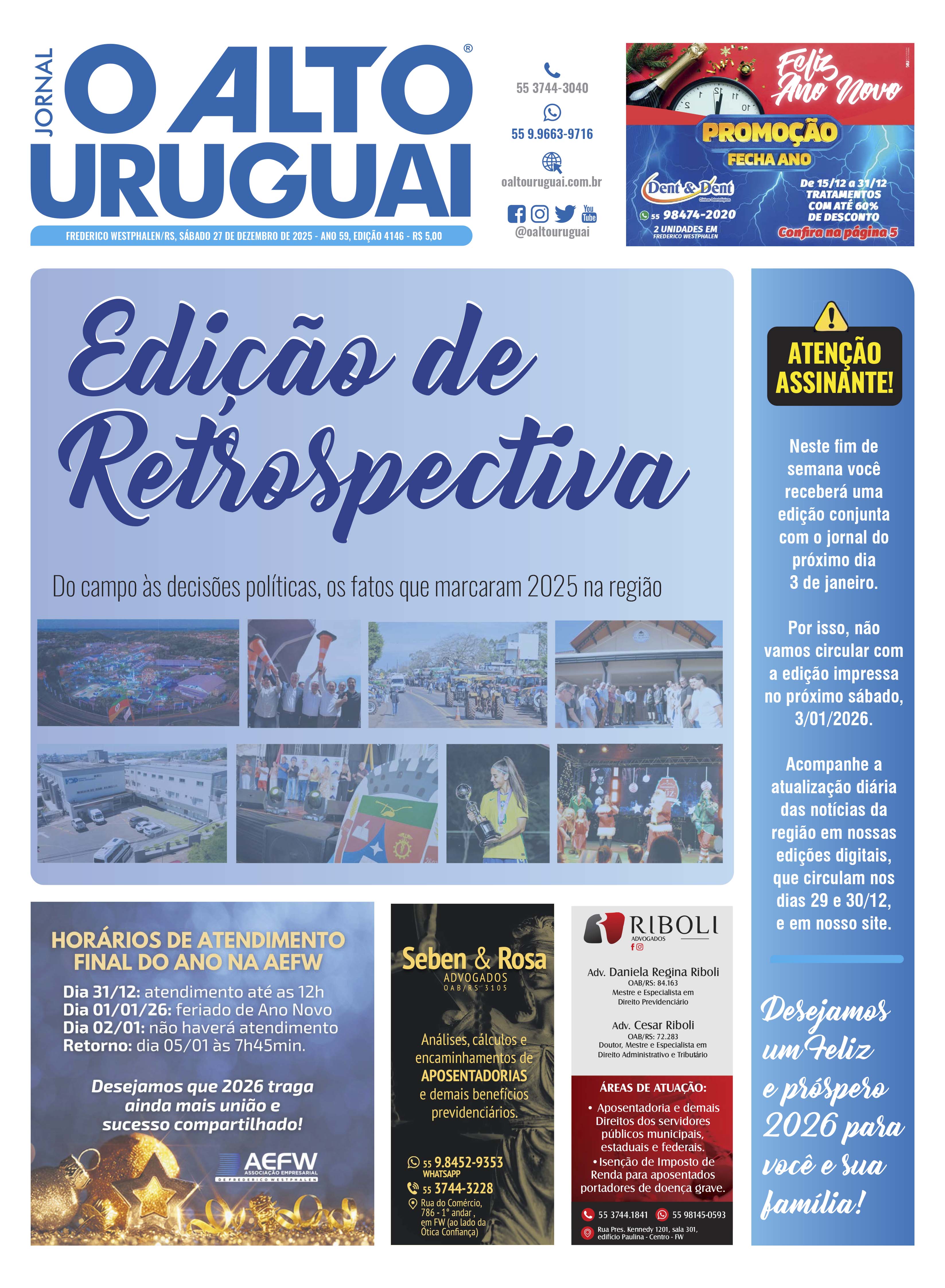Capa Edição 4146 - Sábado 27-12-25