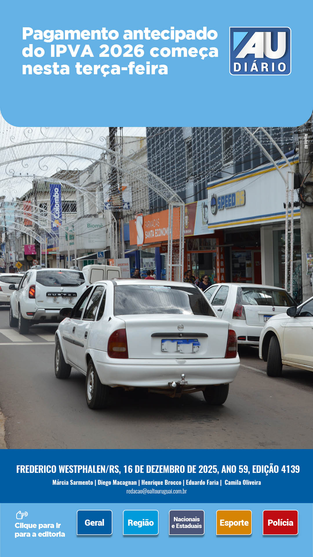 Capa Edição 4139 - Terça