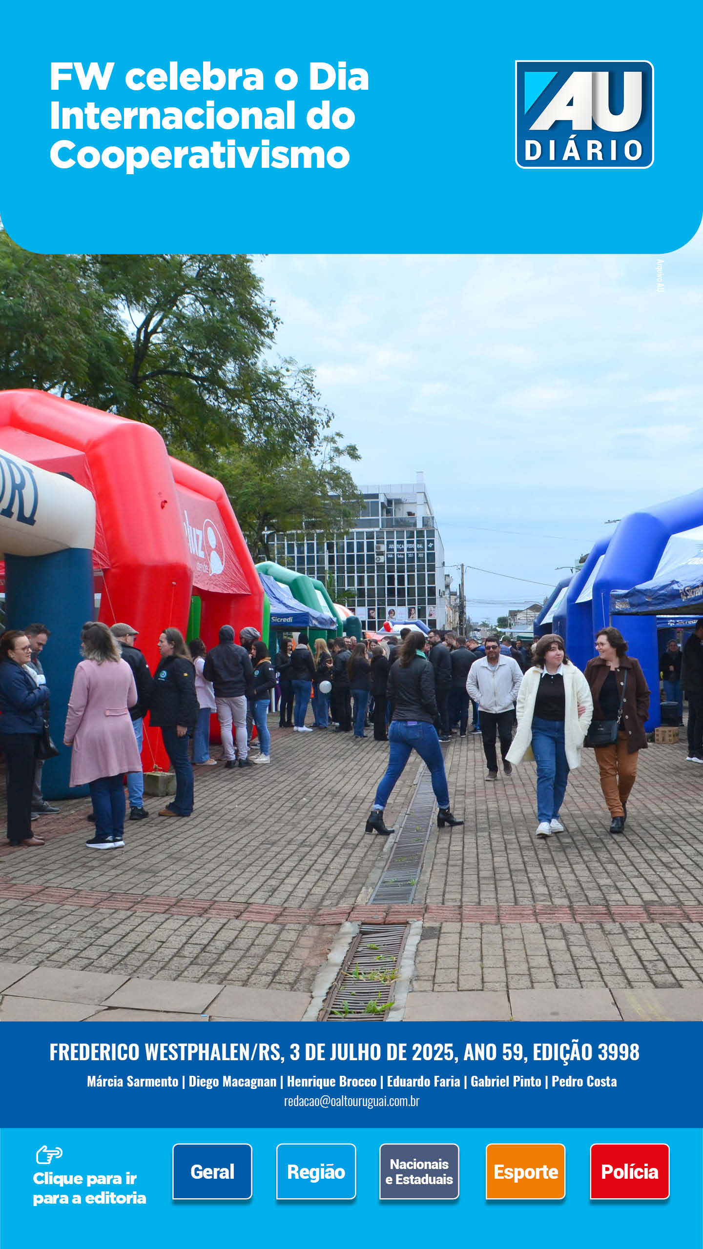 Capa Edição 3998 -Quinta