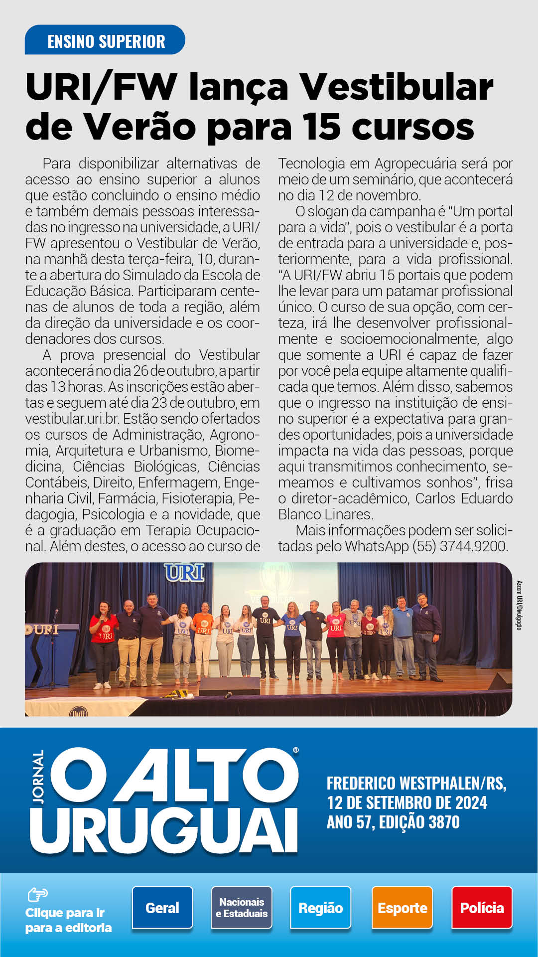 Capa Edição 3870 - Quinta