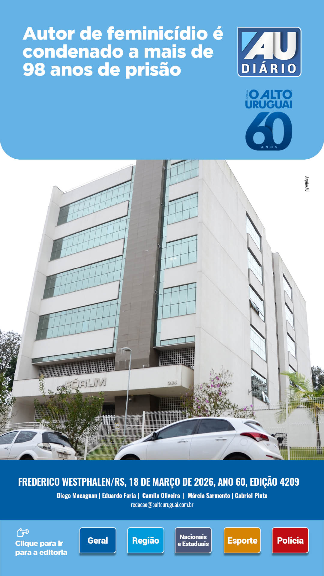 Capa Edição 4209 - Quarta